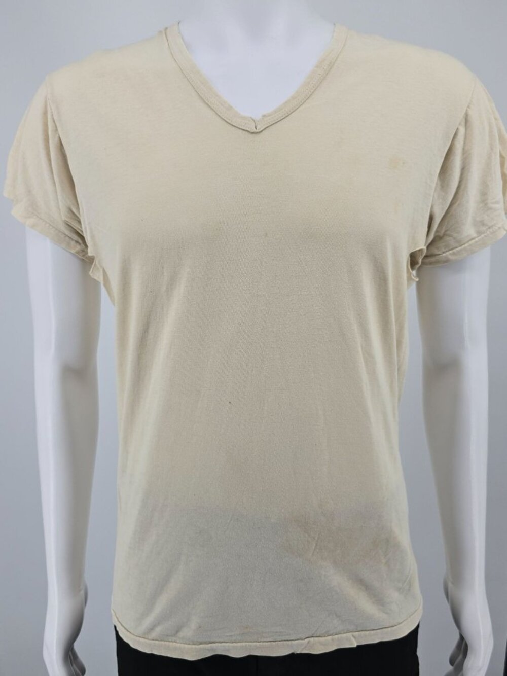 Distressed Vintage 1960s Fruit of the Loom Blank V-Neck Undershirt/T-Shirt (M/L)